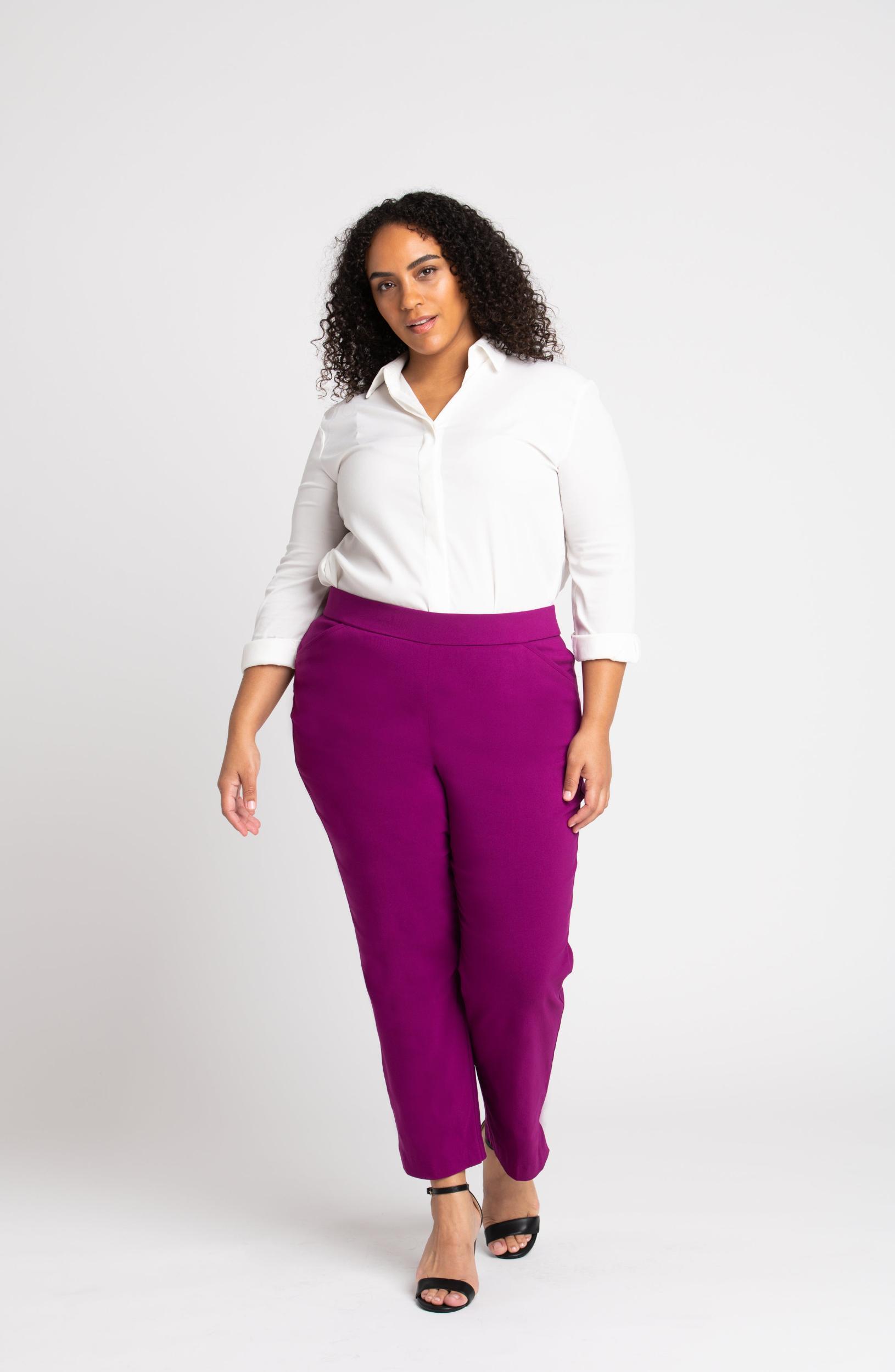 Roz & Ali™ Superstretch Magenta Pull On Ankle Pants - Plus Product Image