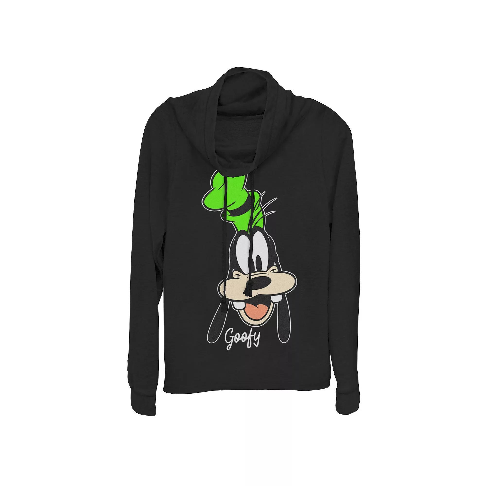 Disney's Goofy Juniors' Smiling Portrait Cowlneck Graphic Lightweight Long Sleeve, Girl's,  Product Image