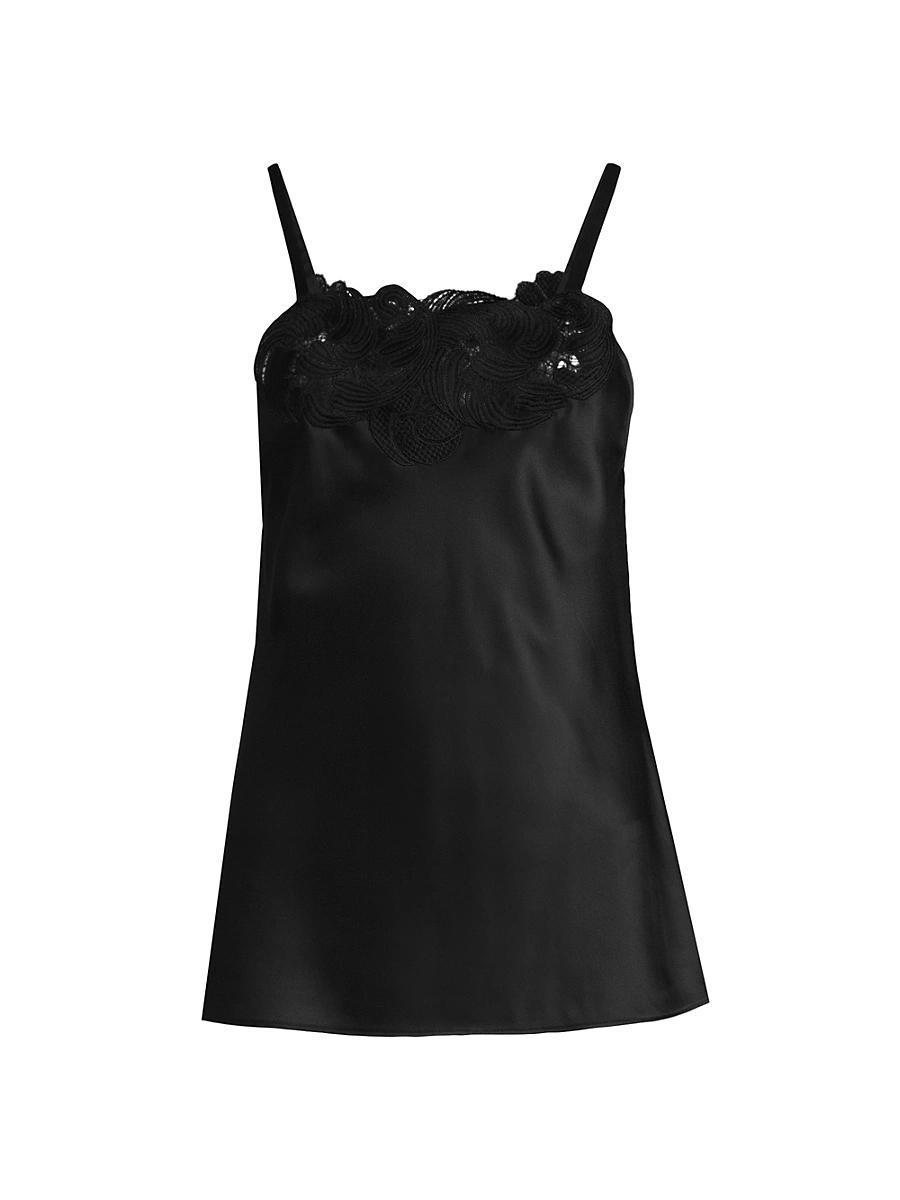 Womens Lace Appliqu Silk Charmeuse Cami Product Image