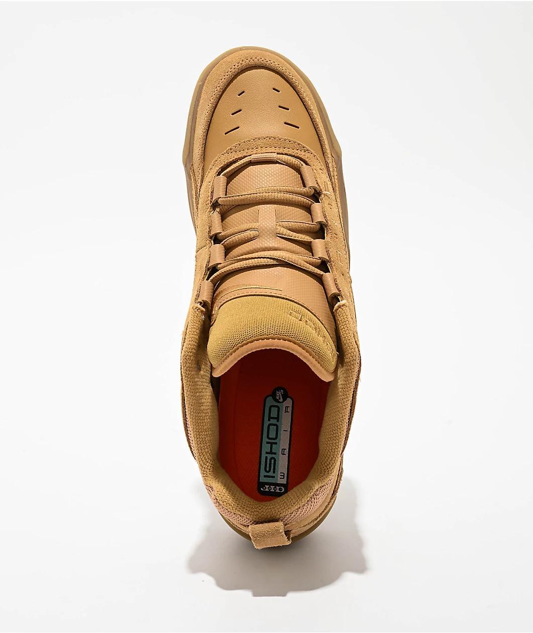 Nike SB Air Max Ishod Flax, Safety Orange, & Wheat Skate Shoes Product Image