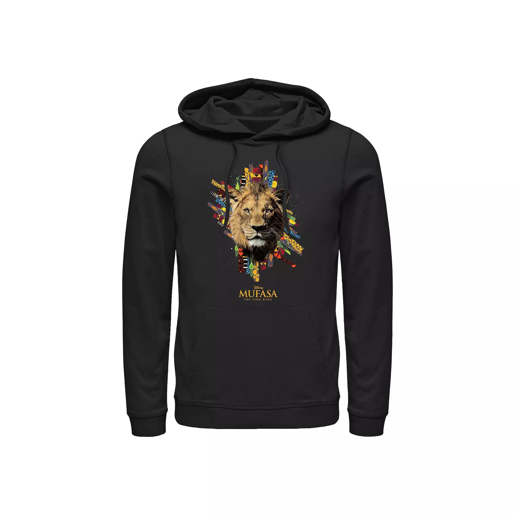 Disney's Mufasa The Lion King African Prints Background Men's Graphic Hoodie, Size: XL, Black Product Image