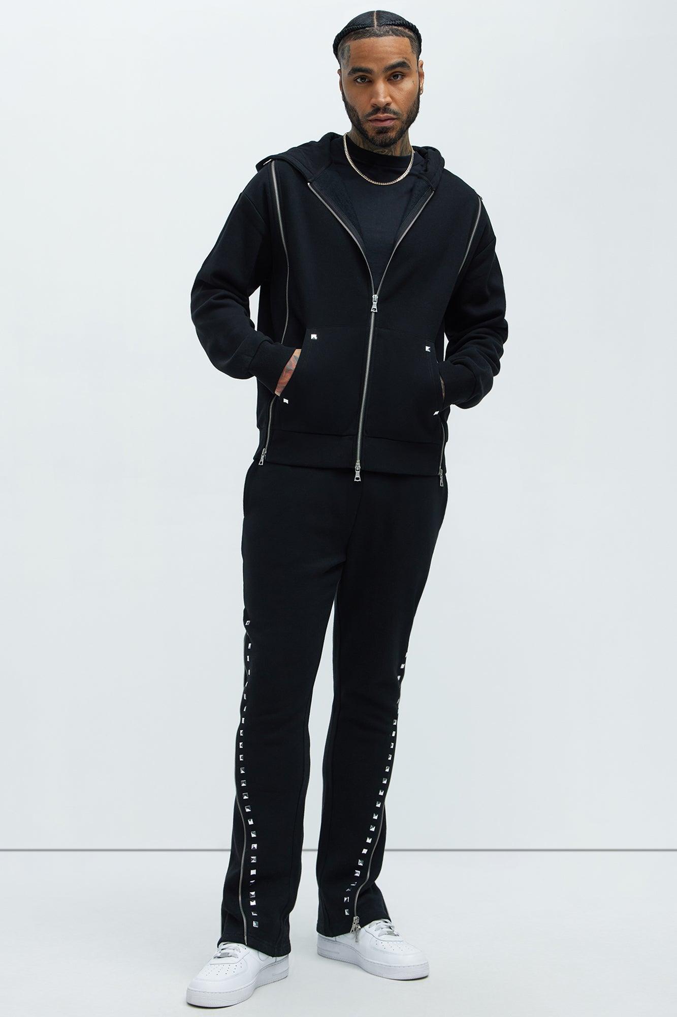 Tyson Sleaze Studded Skinny Flare Sweatpants - Black Product Image