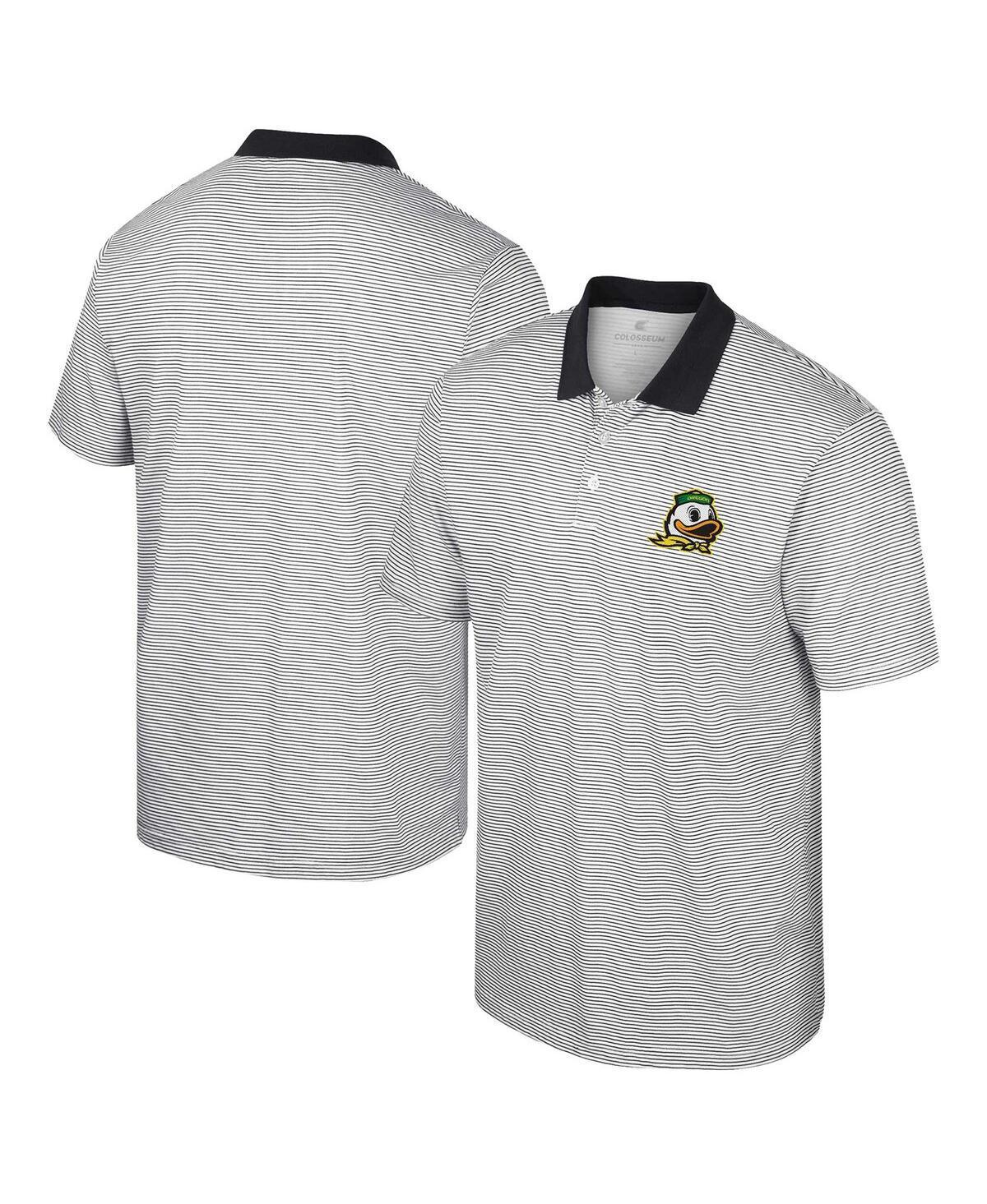 Mens Colosseum /Black Oregon Ducks Print Stripe Polo Product Image