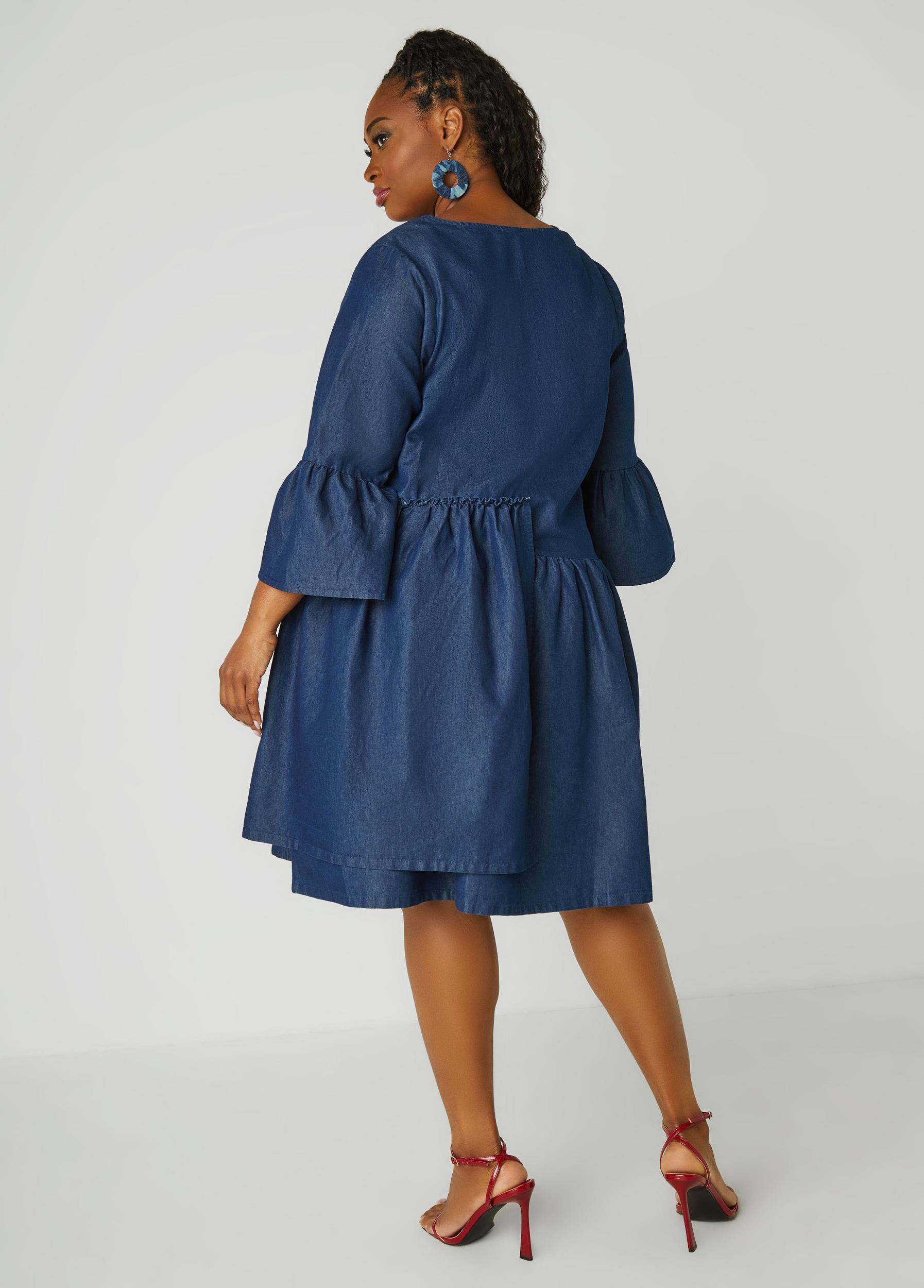 Layered Chambray Babydoll Dress Product Image