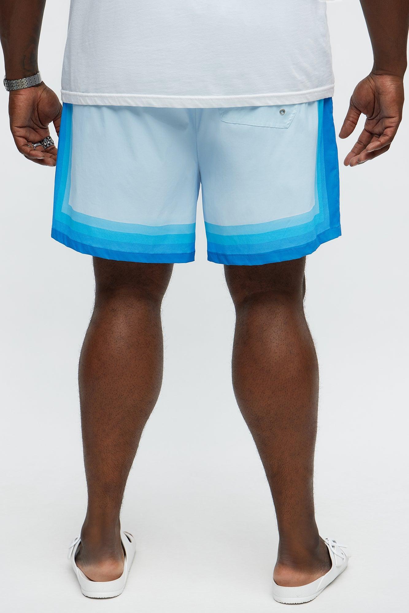 Splash Borders Swim Mid Trunk - Blue/combo Product Image