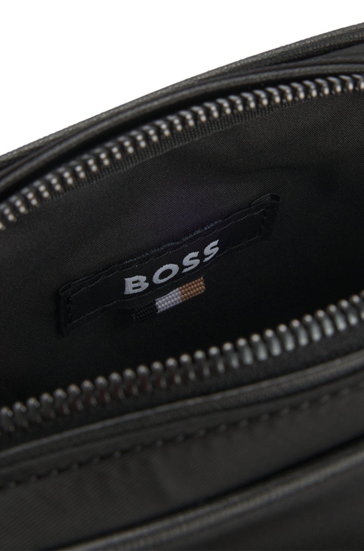 BOSS - Twill reporter bag with Double B monogram - Black Product Image