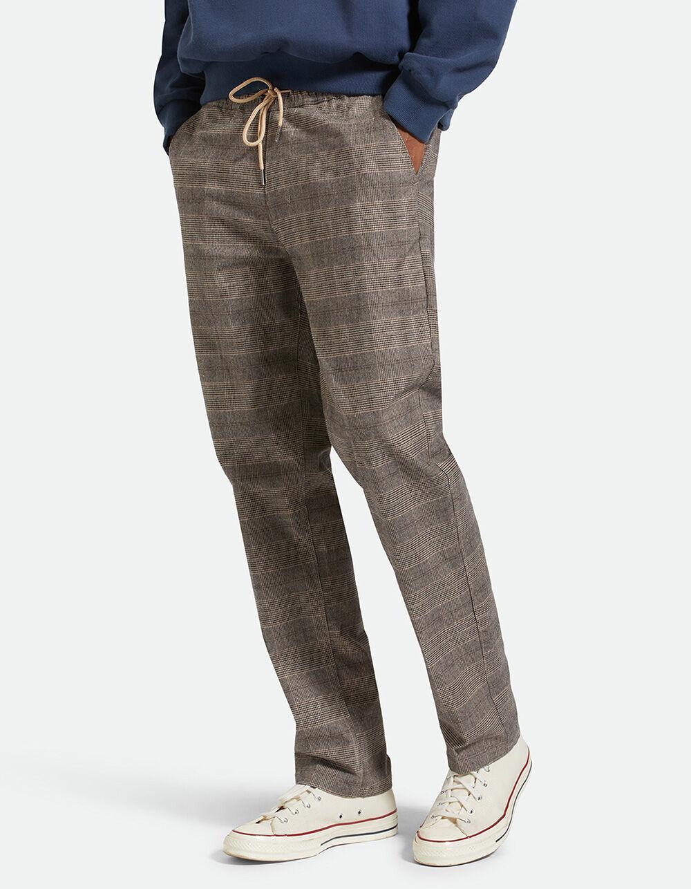 BRIXTON Broadway Houndstooth Relaxed Elastic Waist Mens Pants - BROWN Product Image