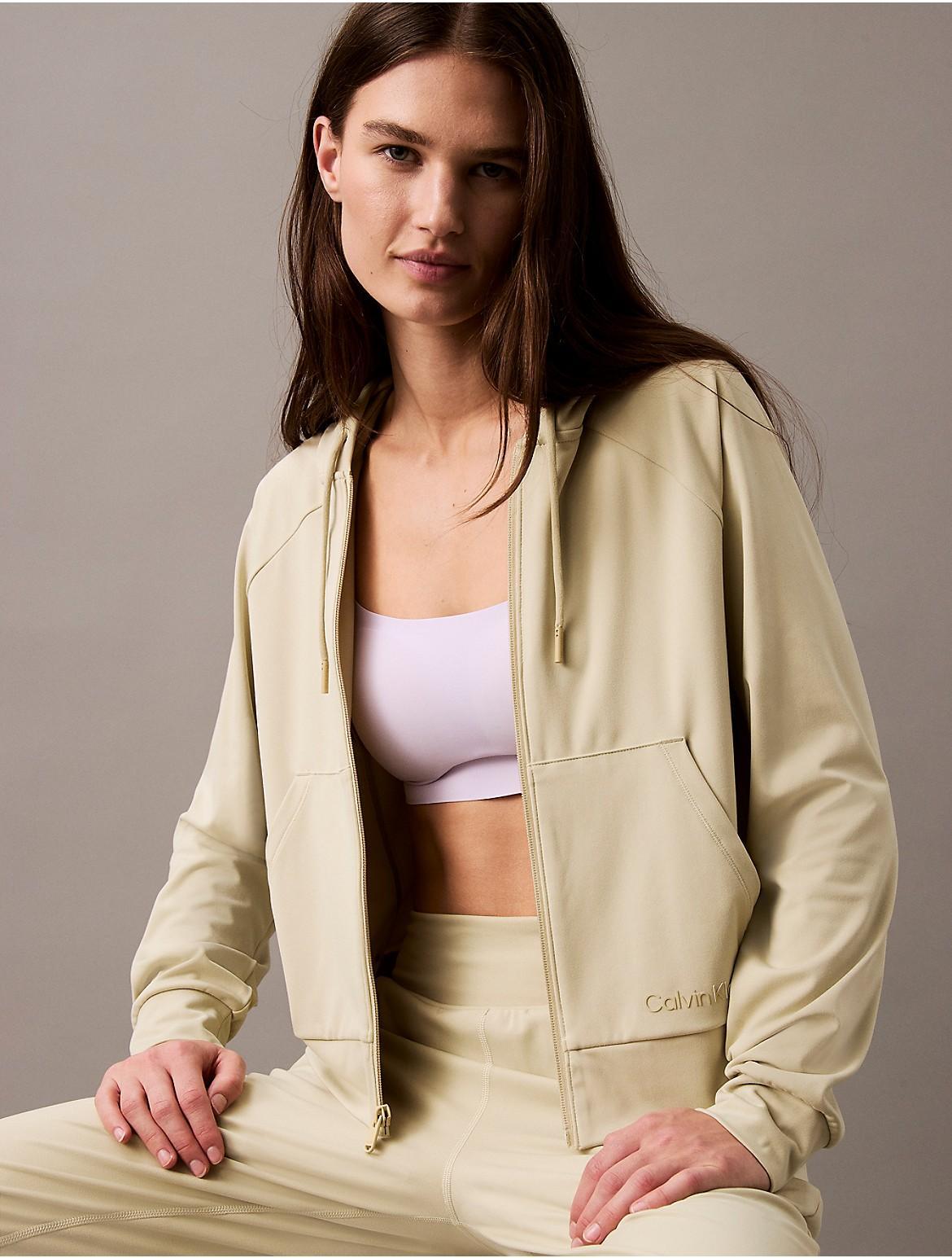 Calvin Klein Womens Soft Stretch Sport Hoodie - White - M Product Image