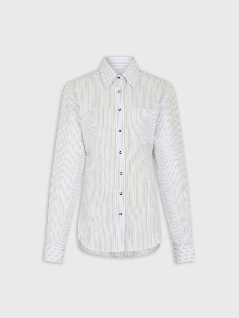 WHITE STRIPED SHIRT IN COTTON POPLIN Product Image