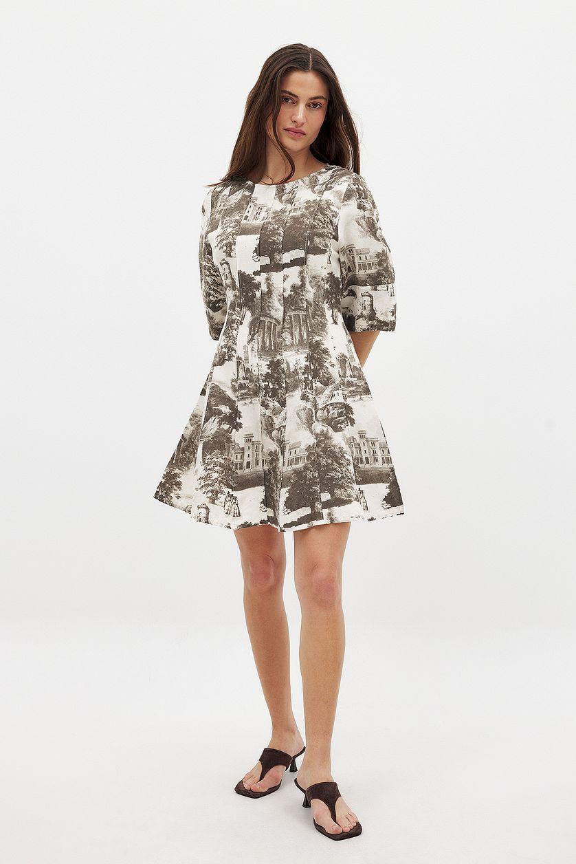 Linen Blend Seam Detail Mini Dress Product Image