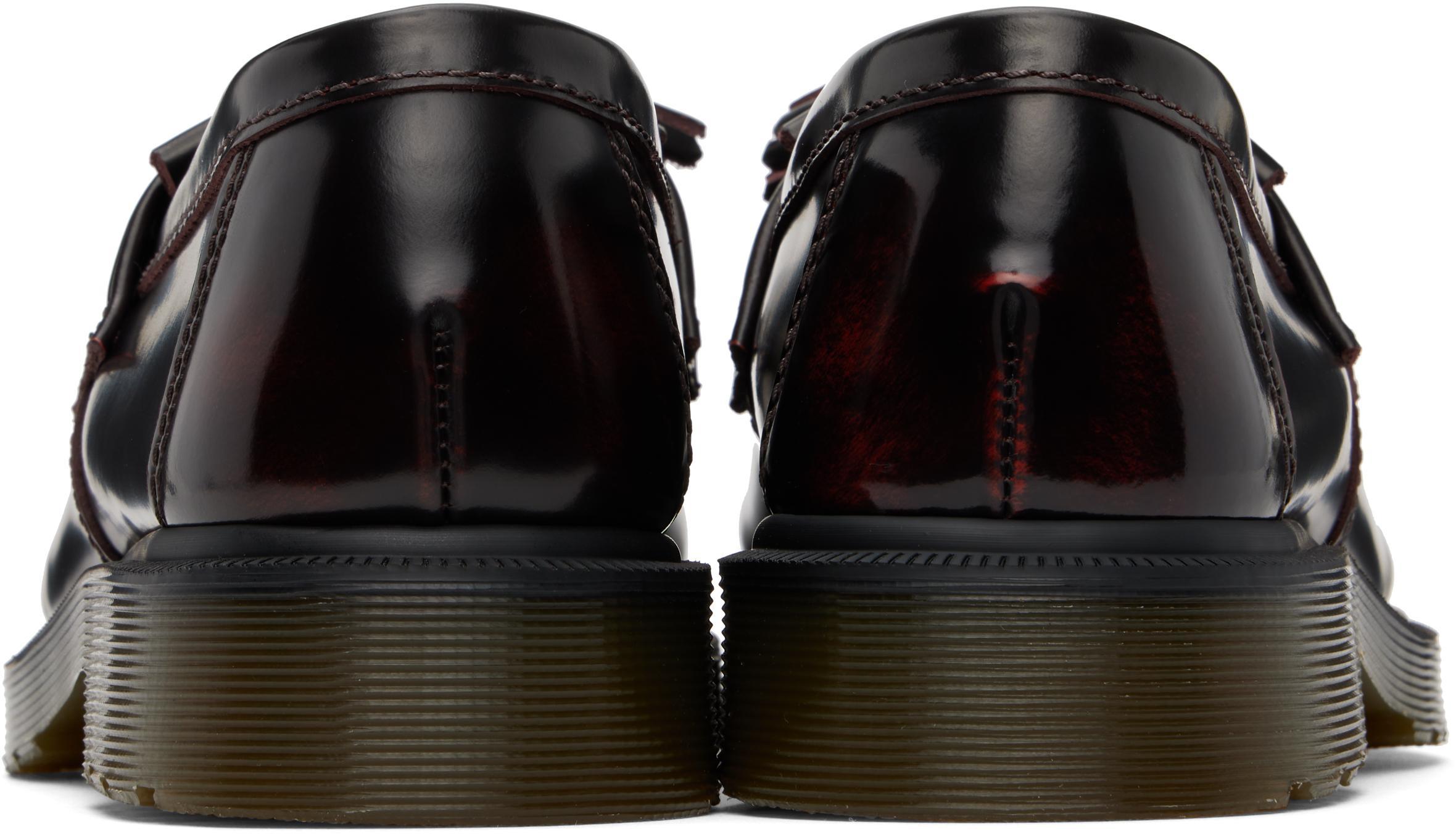 DR. MARTENS' Burgundy Adrian Arcadia Leather Tassel Loafers In Cherry Red Arcadia Product Image