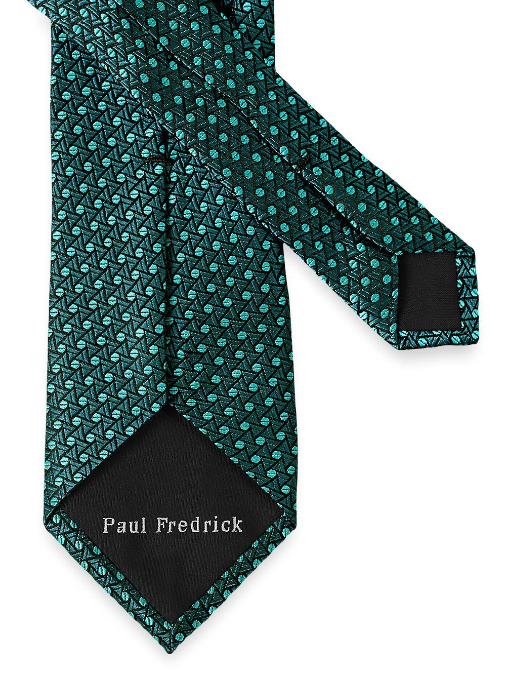 Geometric Woven Silk Tie - Teal Product Image