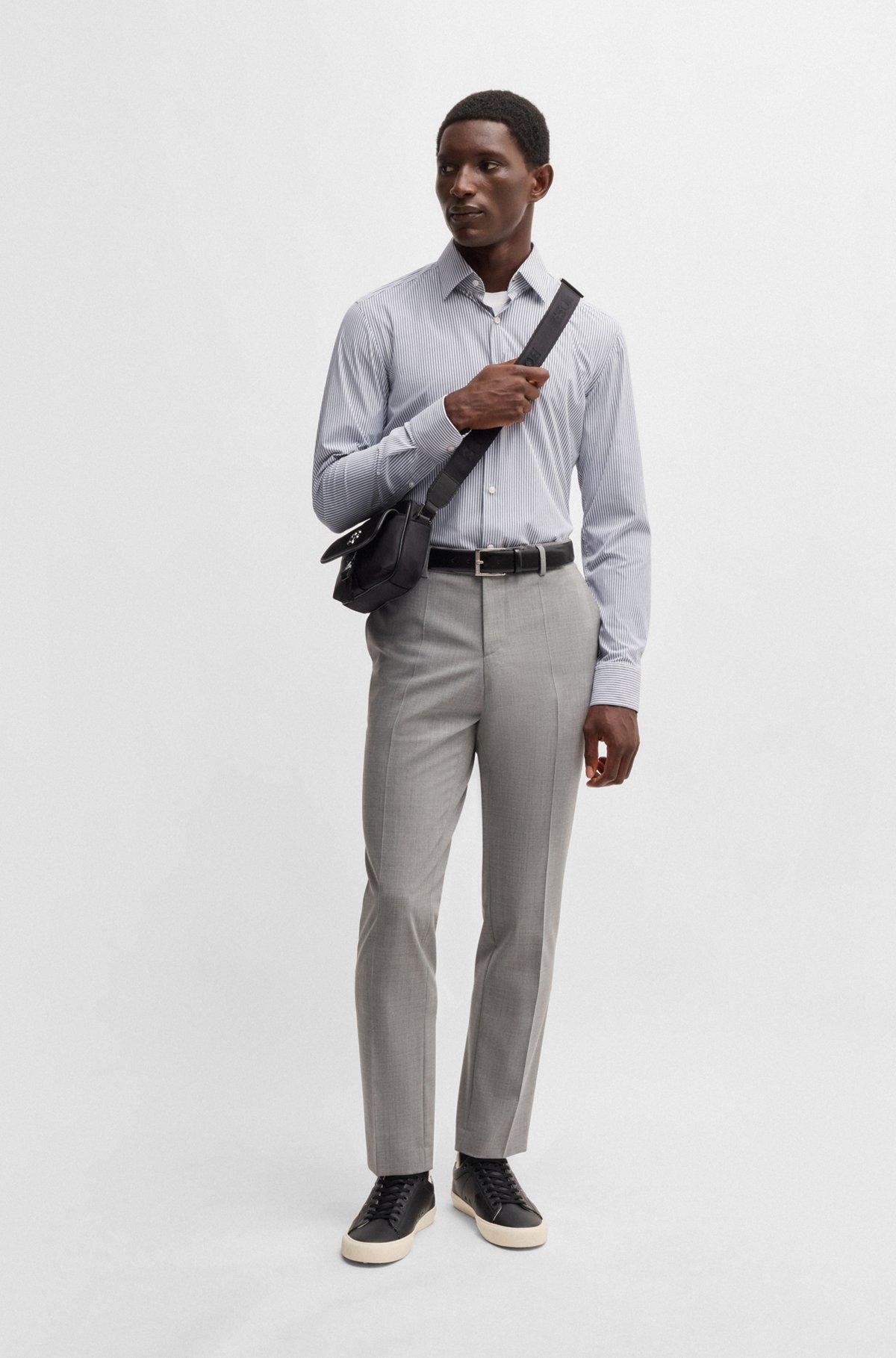 Slim-fit shirt in striped performance-stretch fabric Product Image