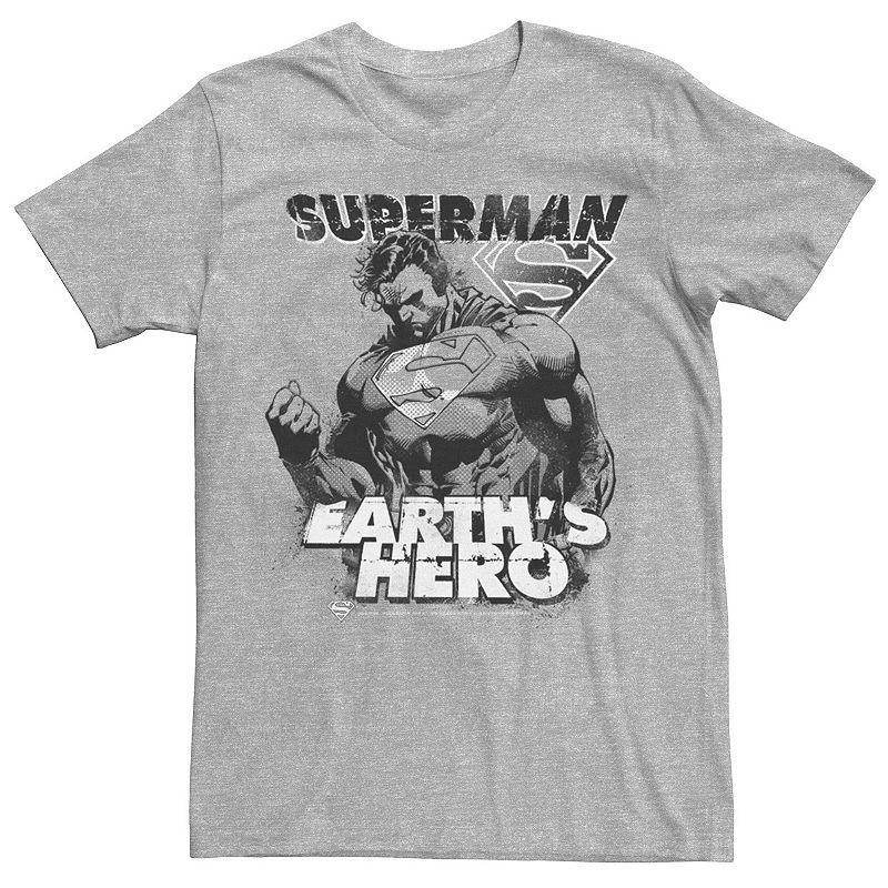 Mens DC Comics Superman Earths Hero Sketched Poster Tee Red Grey Product Image