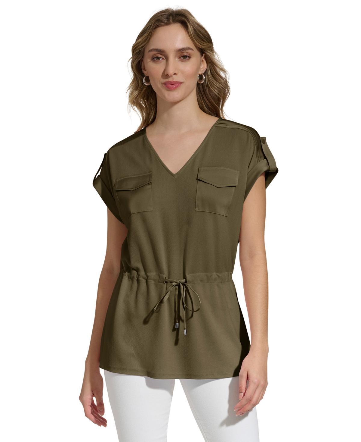 Calvin Klein Womens Short-Sleeve Drawstring Top Product Image