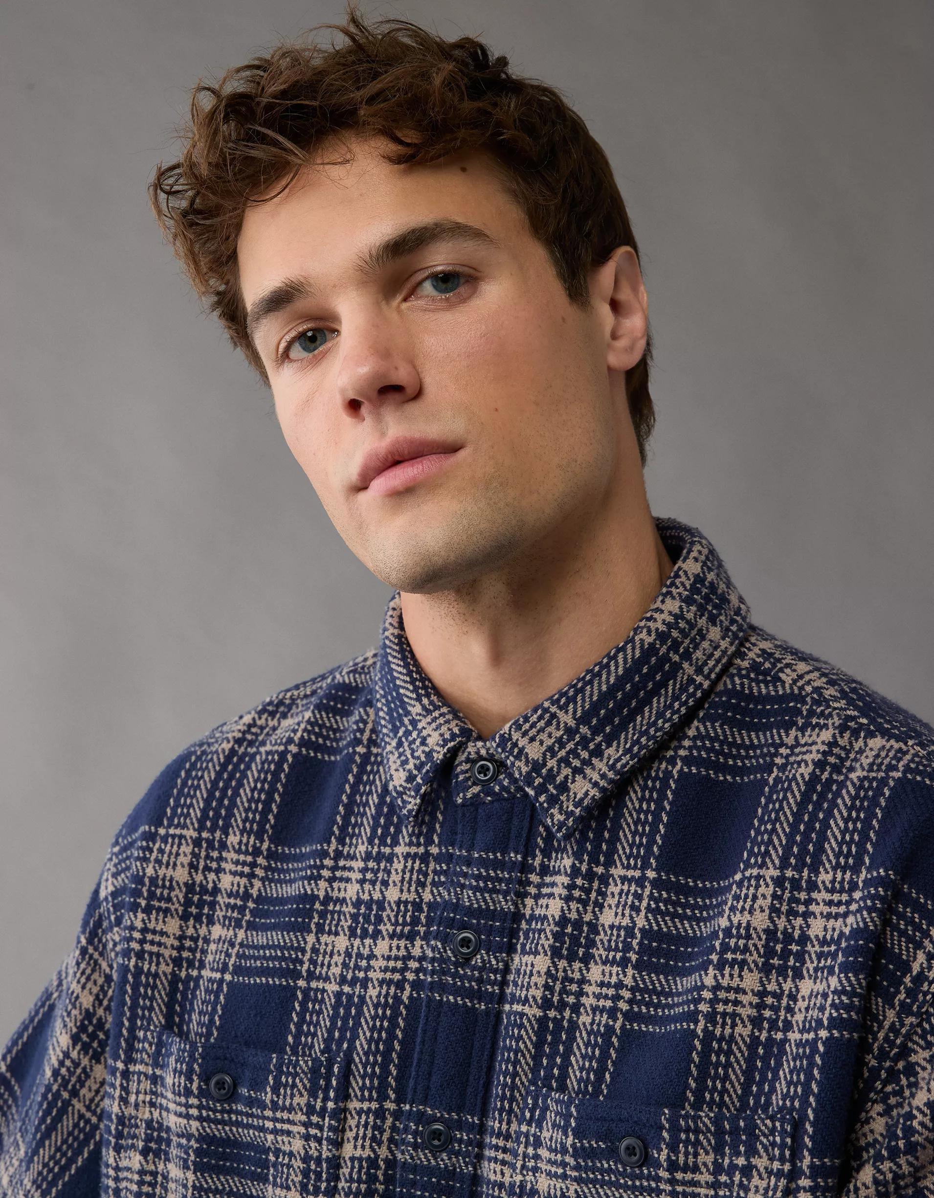 AE Textured Flannel Shirt Product Image