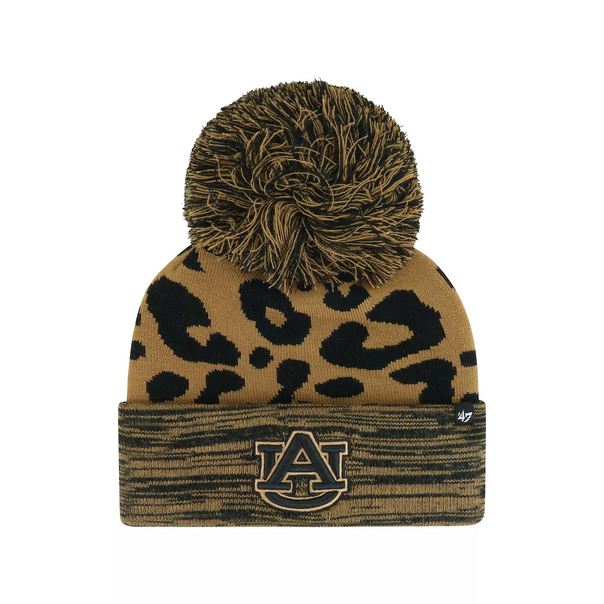 Women's '47  Brown Auburn Tigers Rosette Cuffed Knit Hat with Pom Product Image