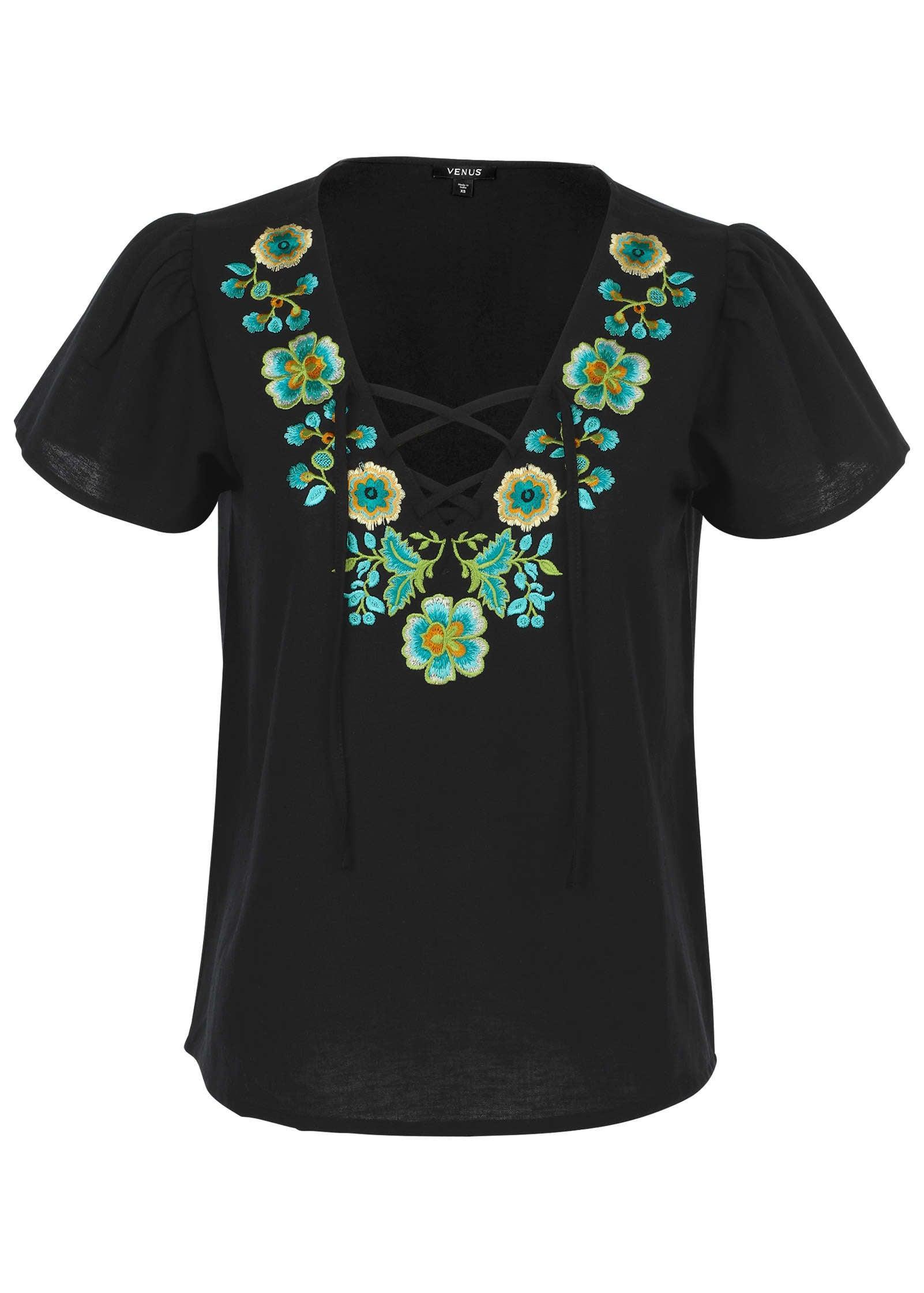 Embroidered Blouse - Black Product Image