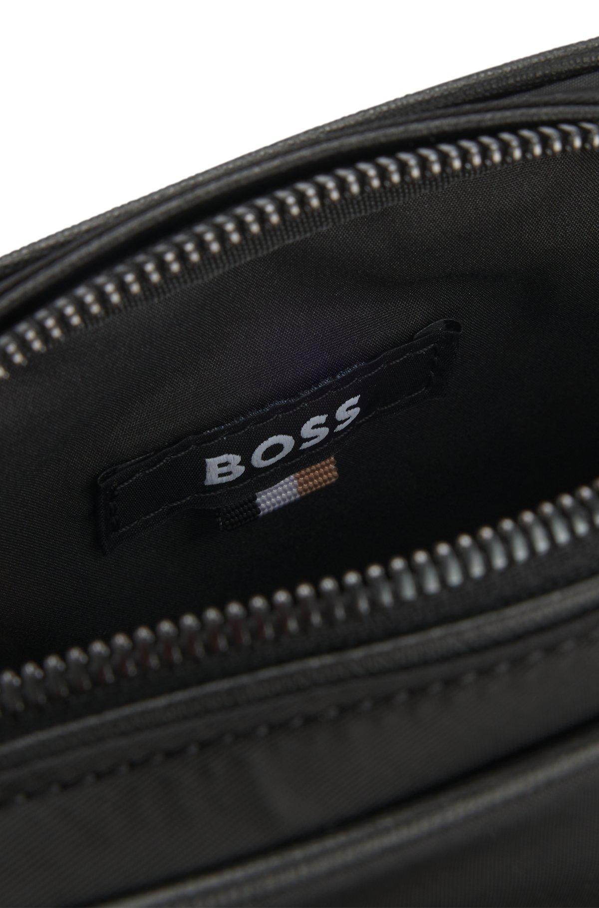 BOSS - Twill reporter bag with Double B monogram - Black Product Image