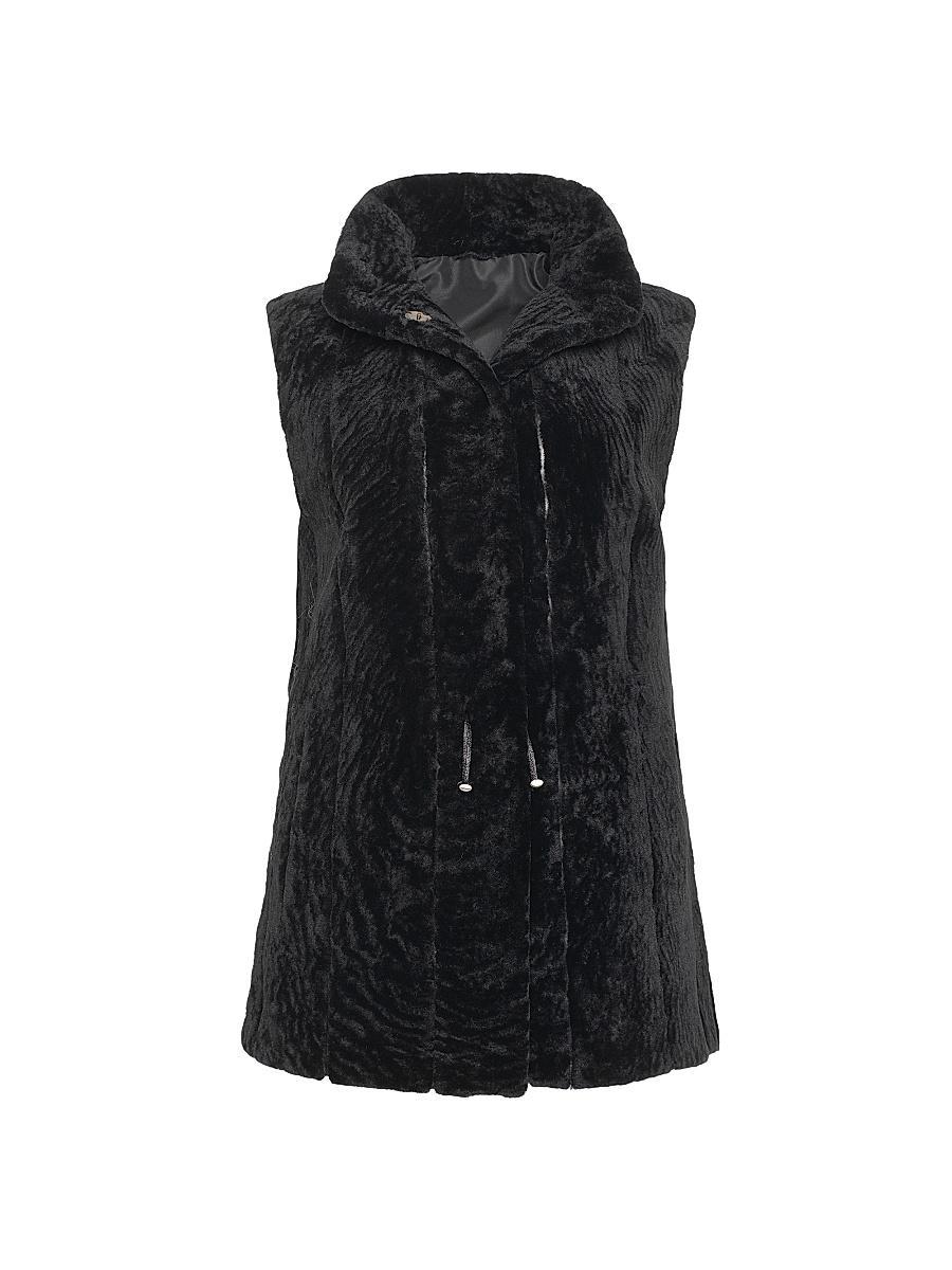 Womens Textured Shearling Lamb Vest Reversible to Taffeta Product Image