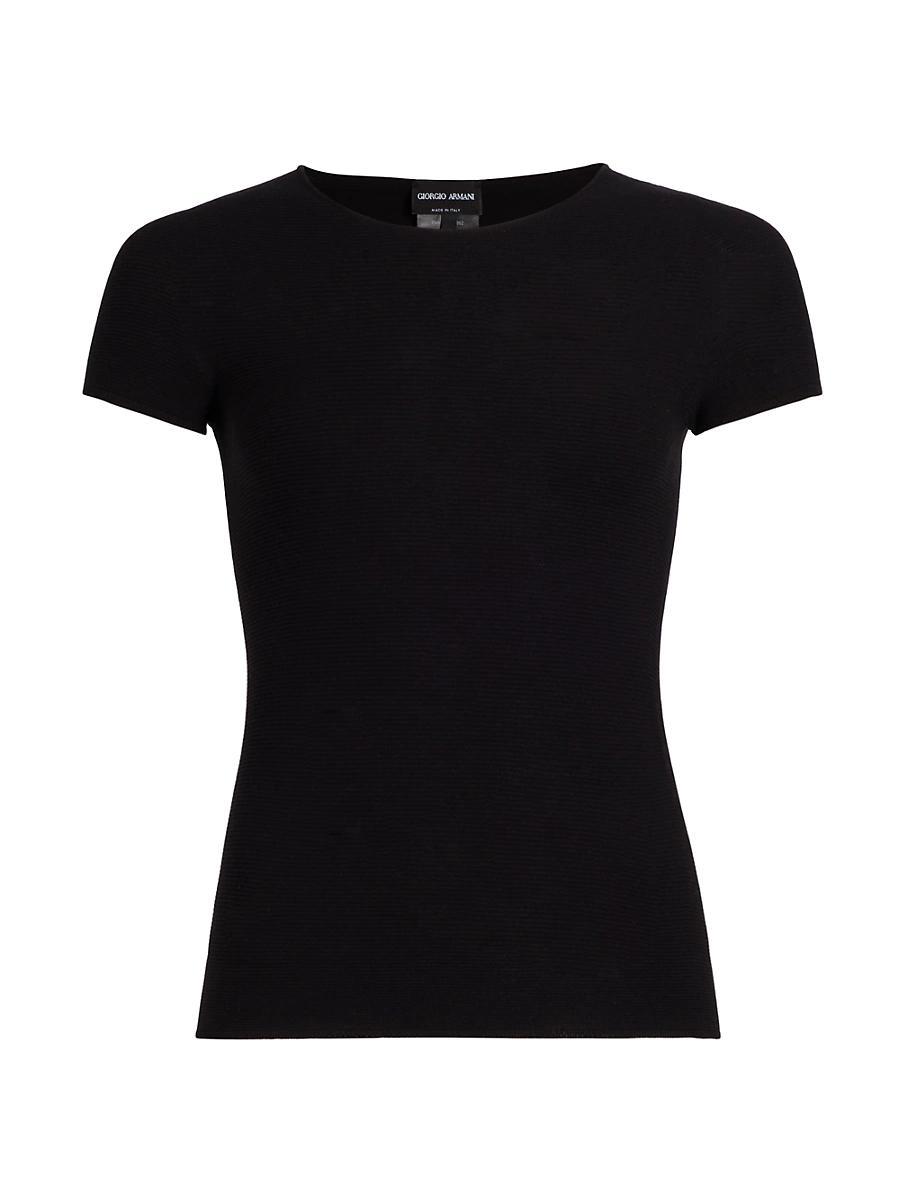 Scoop-Neck Short-Sleeve Tee, Black Product Image