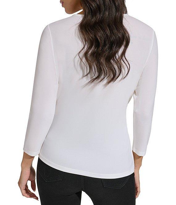 Calvin Klein 3/4 Sleeve Staple Hardware Cut Out Top Product Image