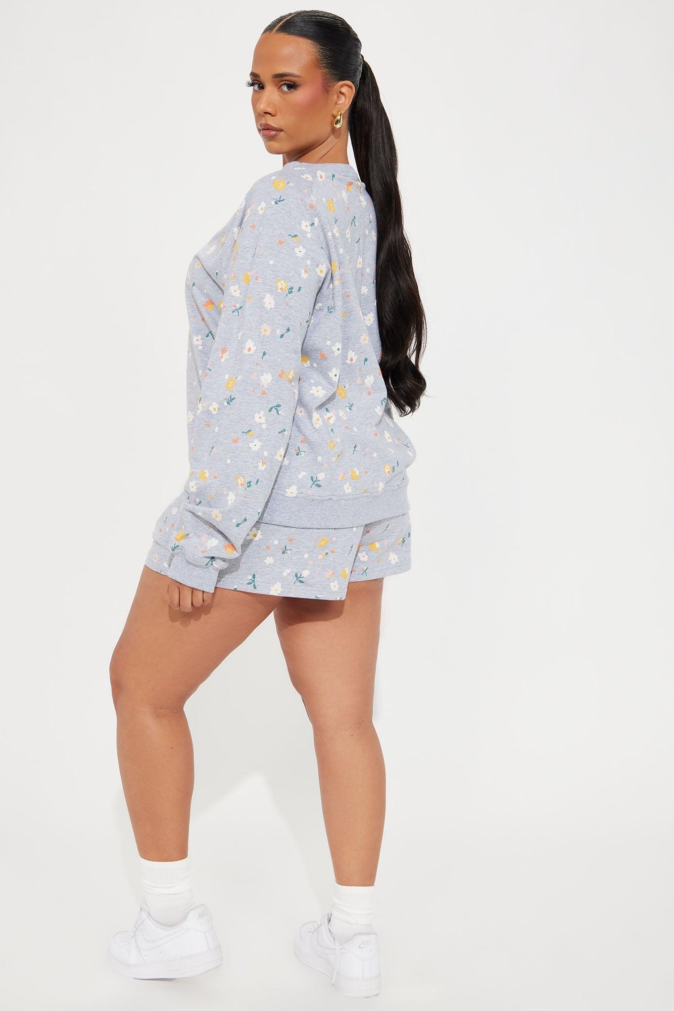 J'Adore Floral Short Set - Grey/combo Product Image