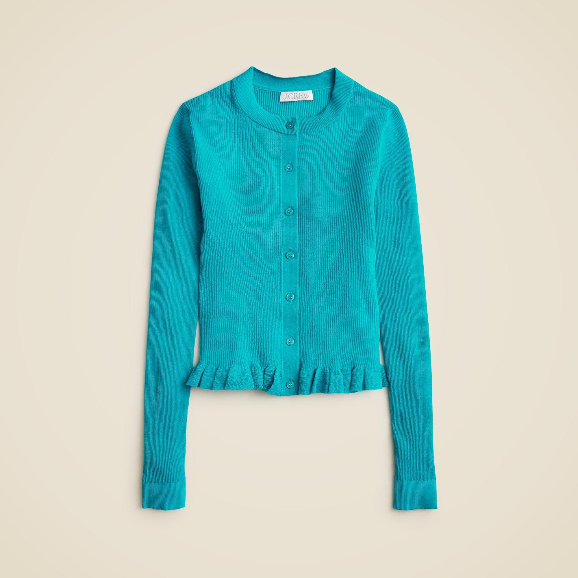 Ruffle-trim cotton gauze cardigan Product Image