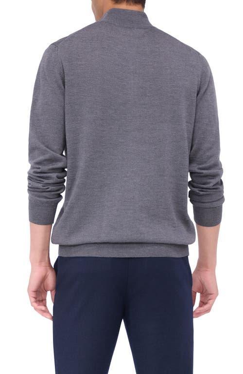 BUGATCHI Merino Wool Quarter Zip Pullover In Anthracite Product Image