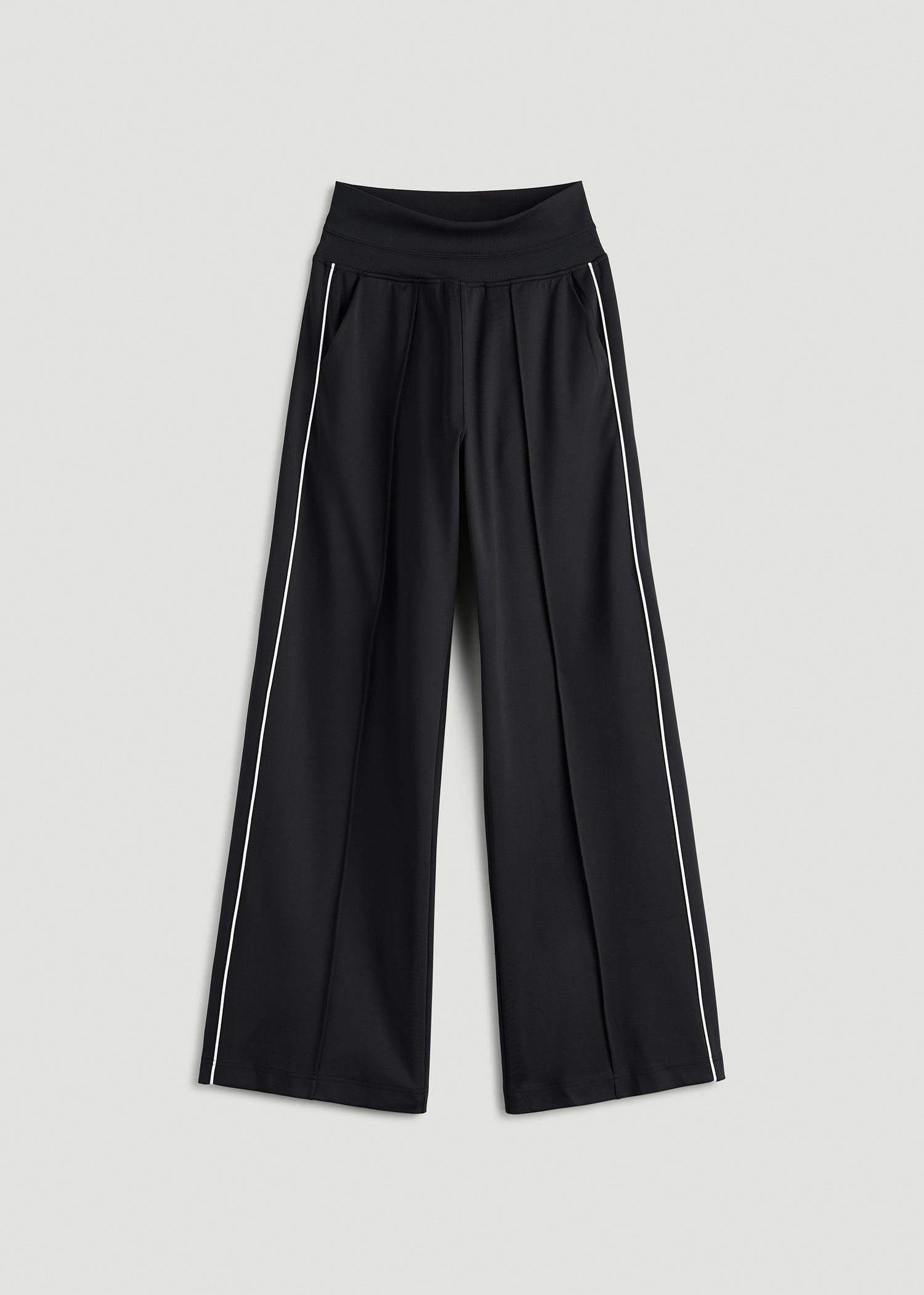 Track Pants with Piping for Tall Women in Black Female Product Image