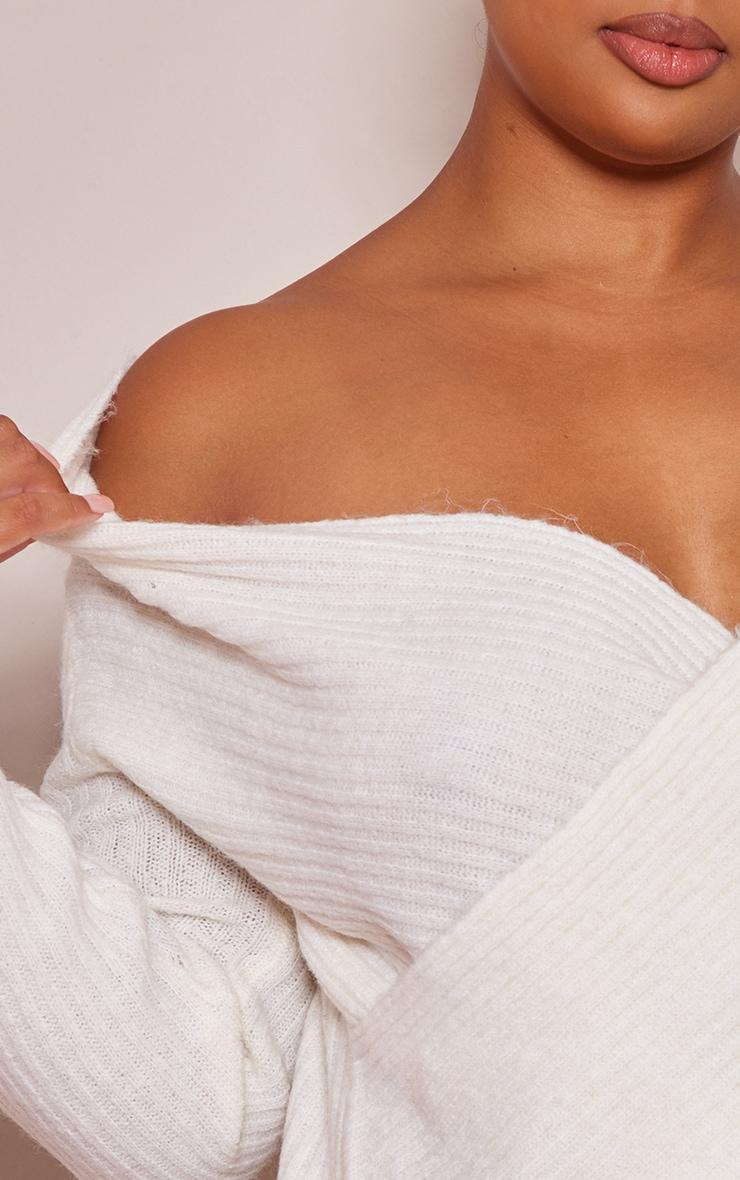 Plus Cream Soft Knit Wrap Sweater Product Image