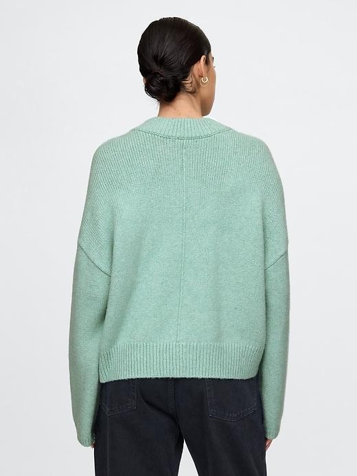 CashSoft Cropped High V-Neck Sweater Product Image