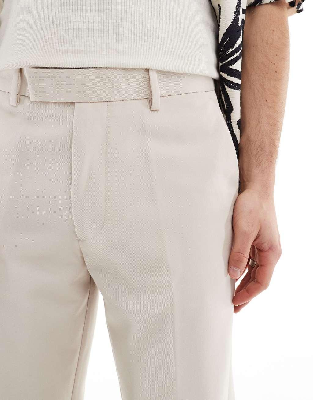 ASOS DESIGN dressy straight leg pants in stone Product Image