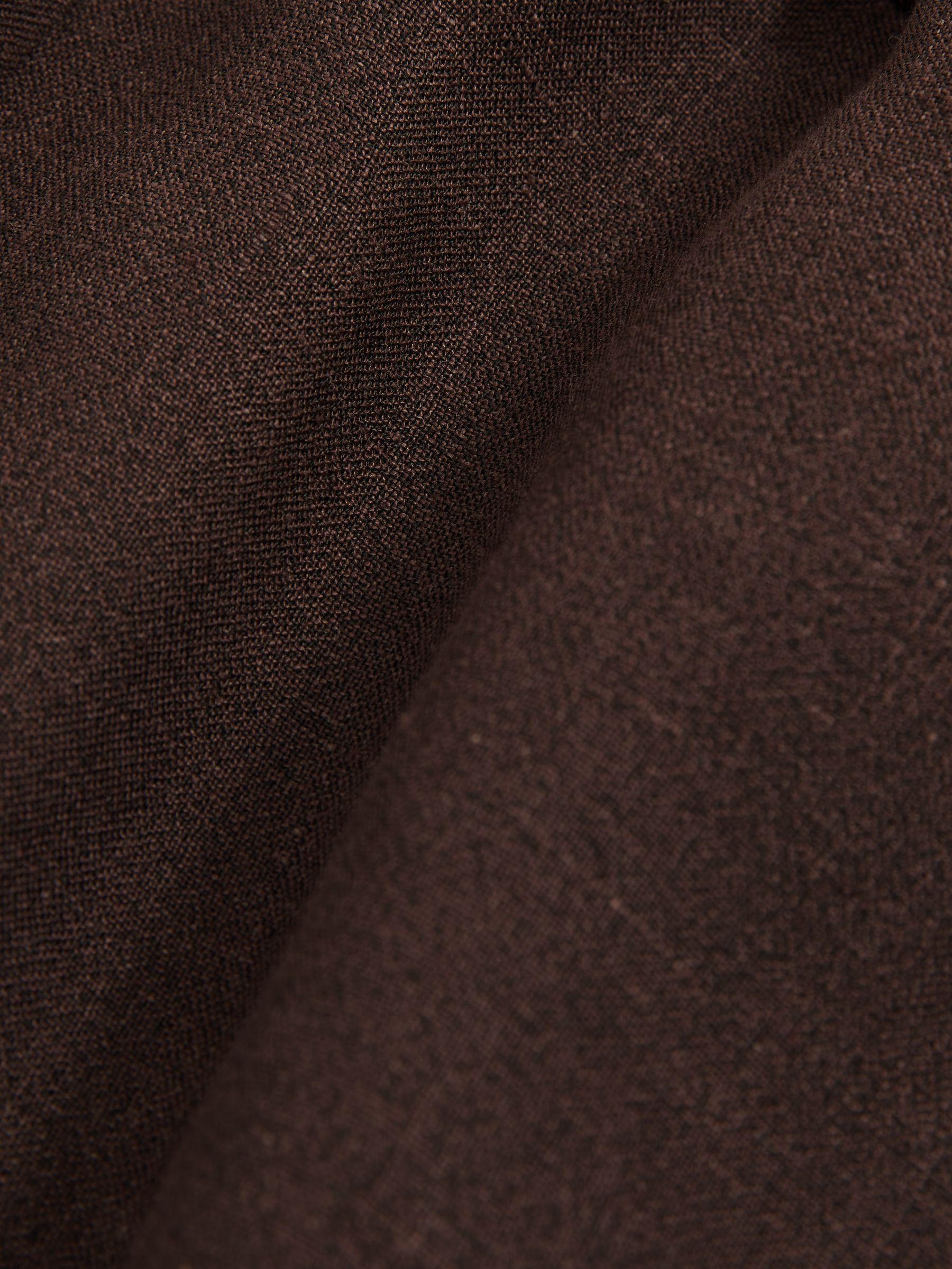 Linen Blend Drawstring Shorts in Chocolate Brown Product Image