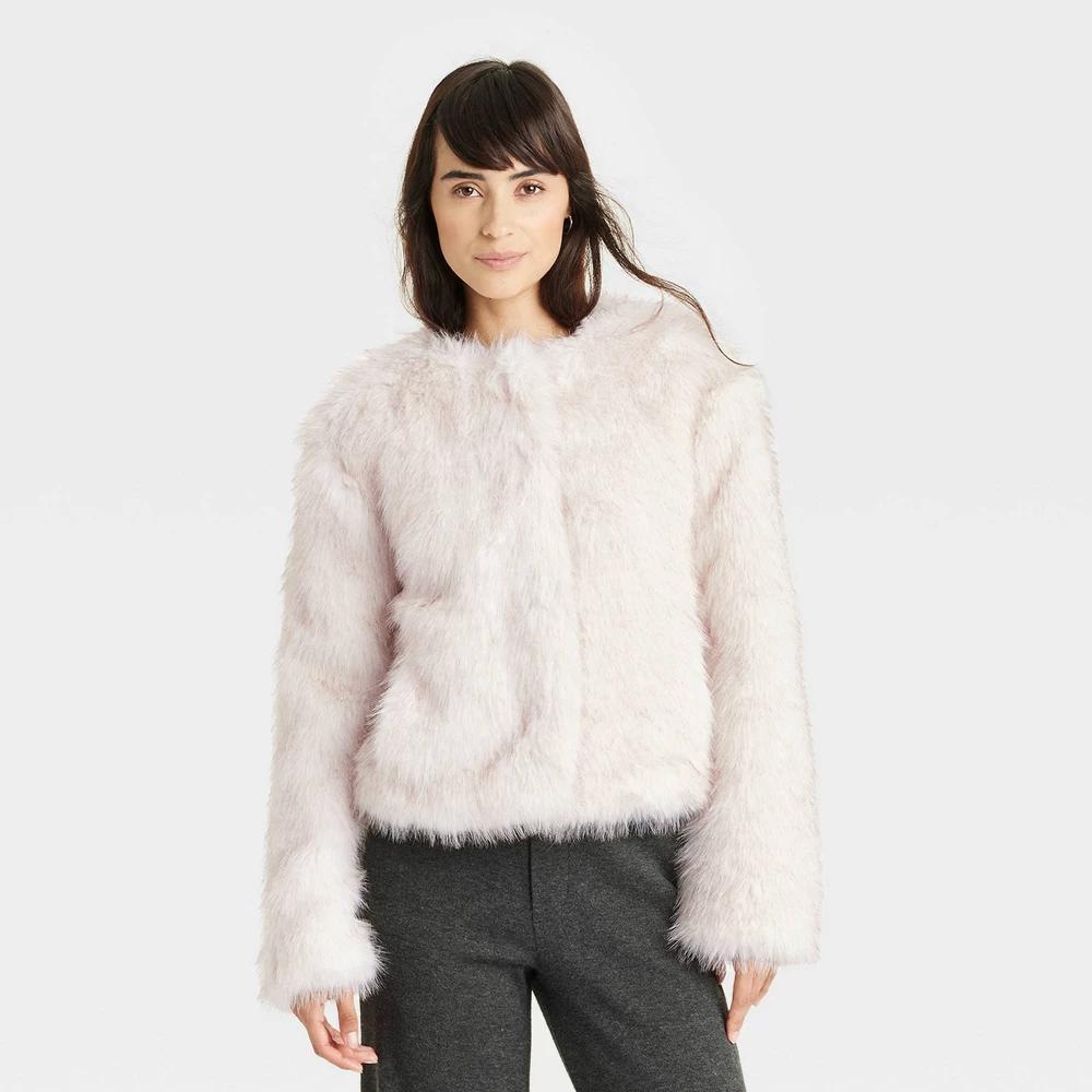 Womens Faux Fur Jacket - Universal Thread Cream Product Image