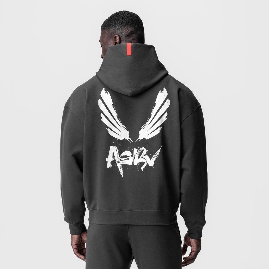 0874. Tech-Terry™ Zip Pocket Hoodie - Space Grey/White "Brush Wings/ASRV" Product Image