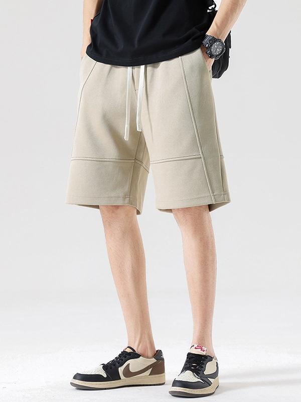 Men's Solid Splice Drawstring Shorts Product Image
