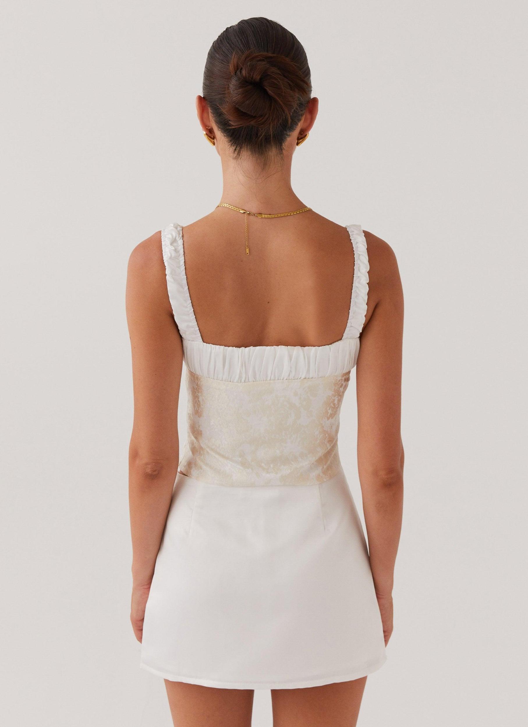 Sylvia Satin Mini Skirt - Ivory Product Image