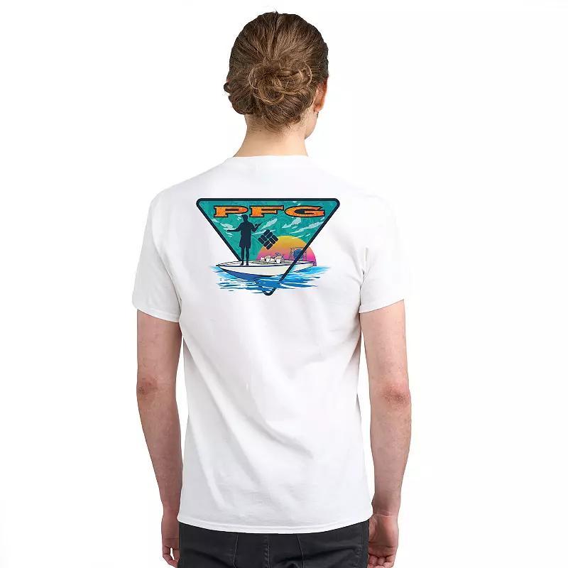 Men's Columbia PFG Performance Fishing Gear Short Sleeve Graphic Tee, Size: Small, White Boat Product Image