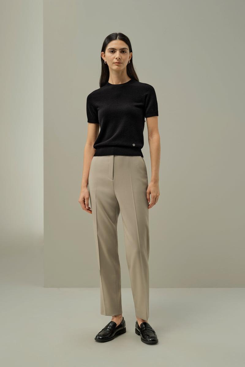 LILYSILK Women's Cashmere Fitted Short Sleeve Top, 100% Pure Cashmere, Soft & Breathable, Medium Gray, XL Product Image