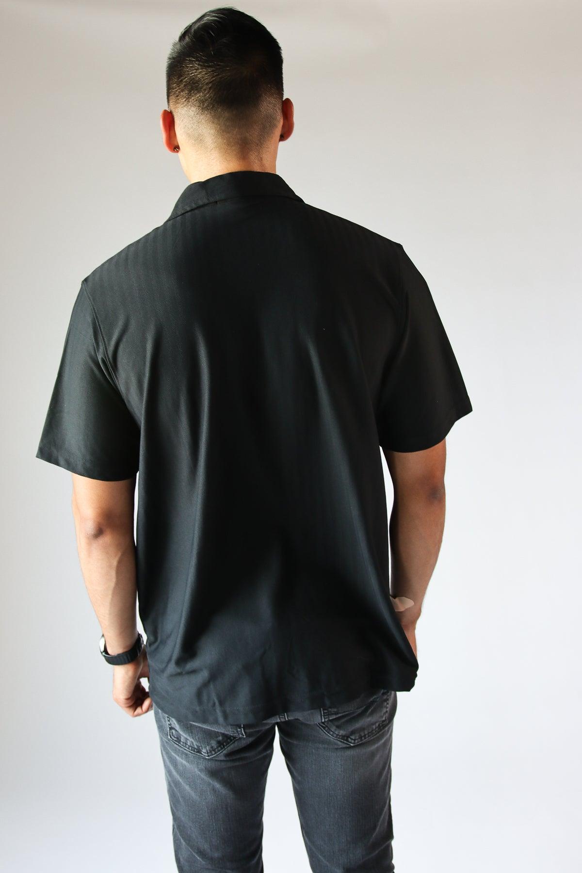 Micro Herringbone Knit Button Up Shirt Product Image