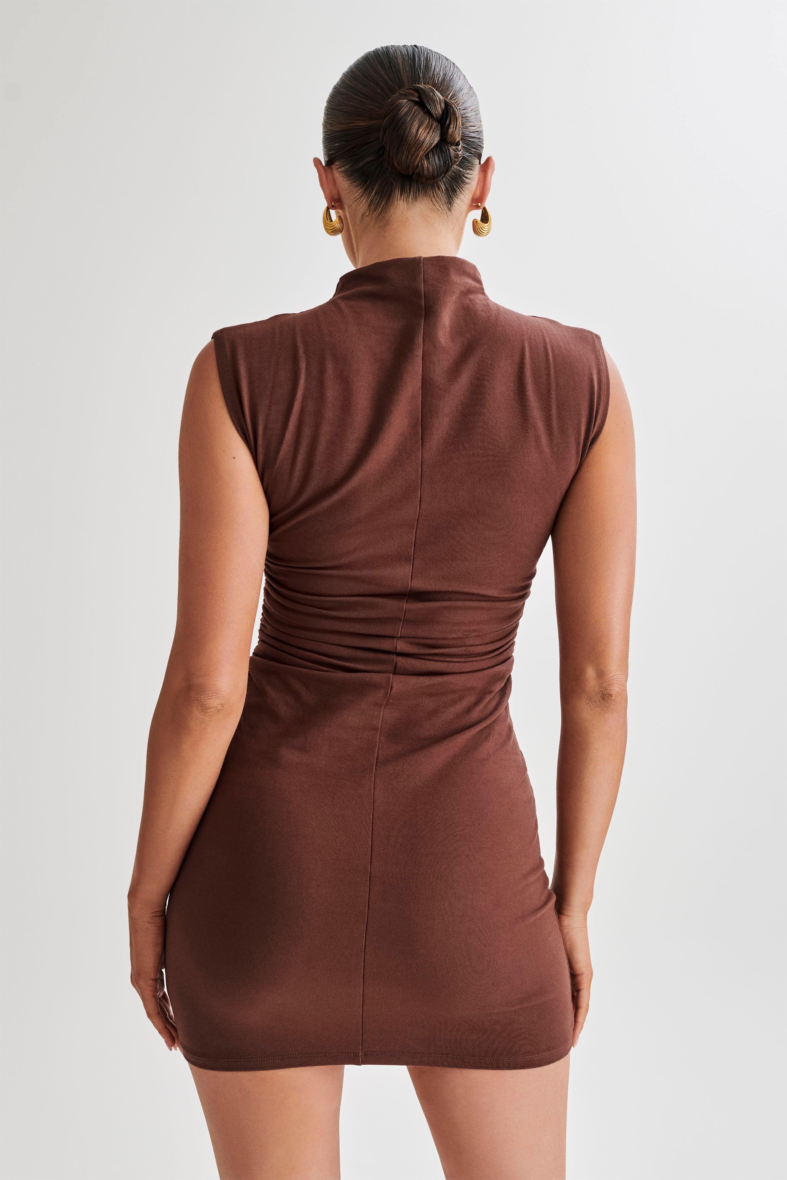 Melania High Neck Mini Dress - Mocha Product Image