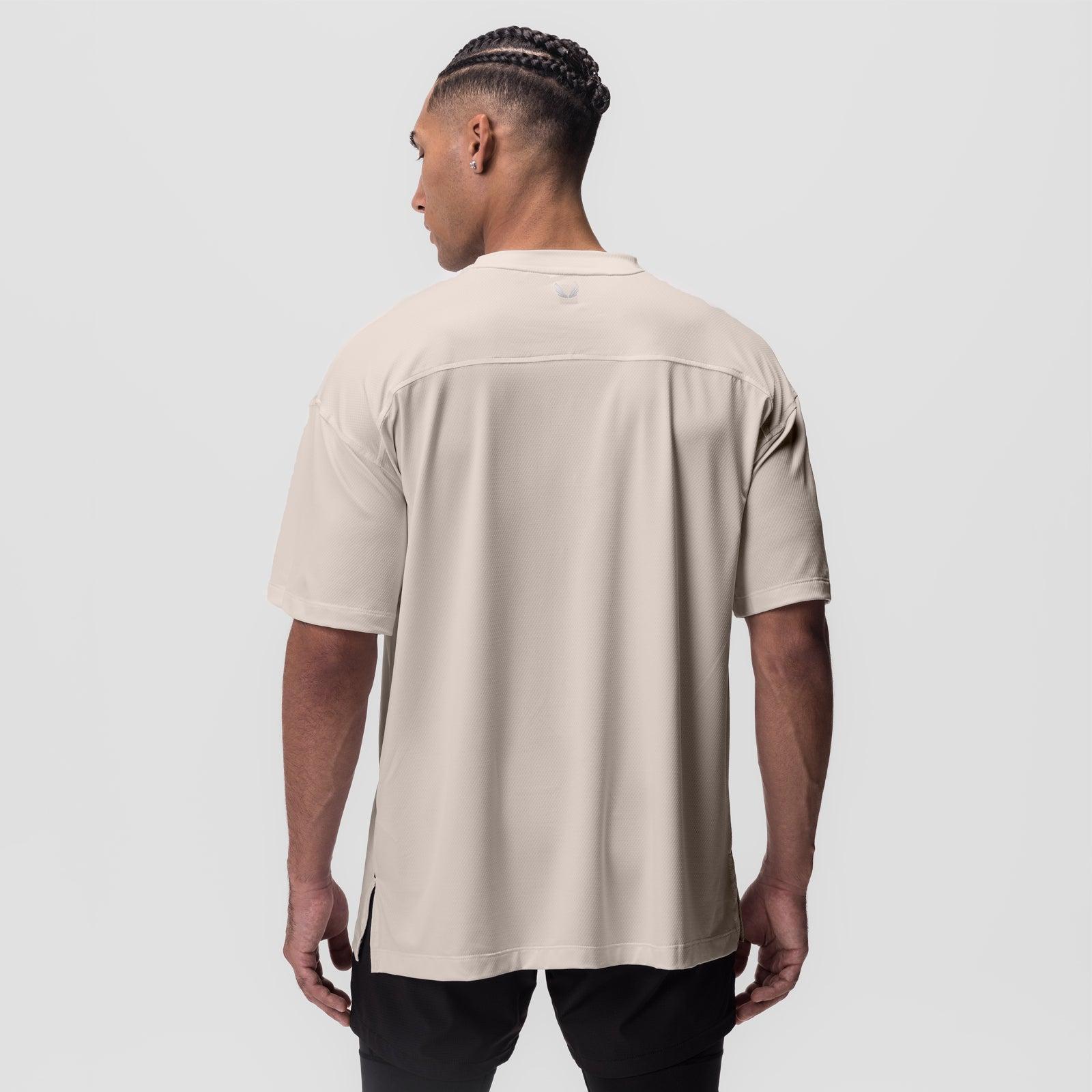 0822. AeroSilver® Oversized Tee - Beige "Box Logo" Male Product Image