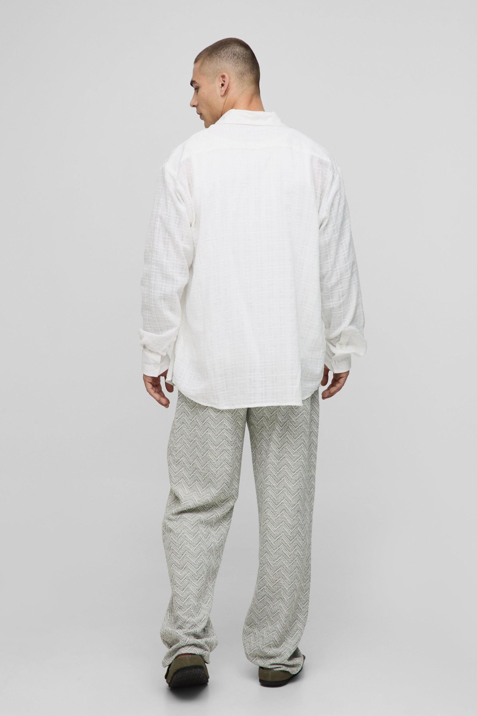 Elasticated Waist Zig Zag Boucle Trousers | boohooMAN USA Product Image