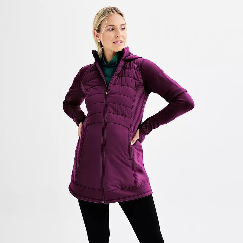 Womens Tek Gear Long Mixed Media Jacket Purple Appeal Product Image