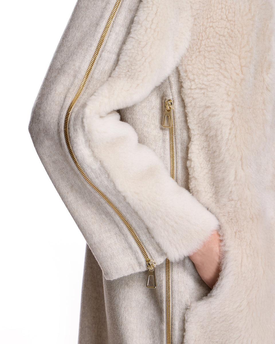 Mixed Media Shearling Coat Product Image