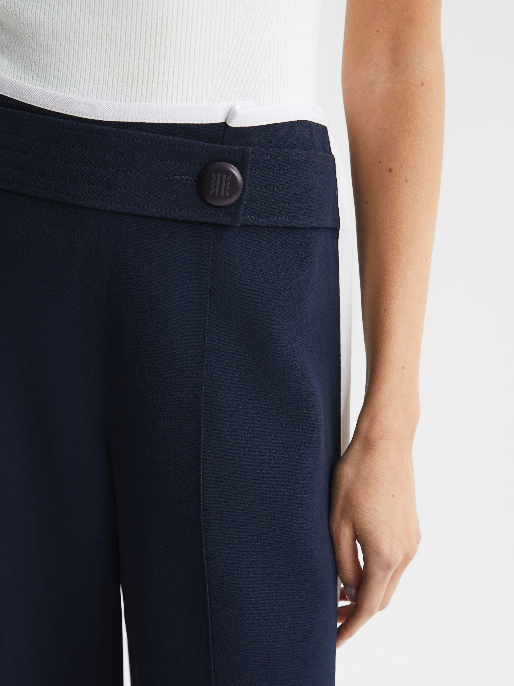 High Rise Wide Leg Trousers in Navy Product Image