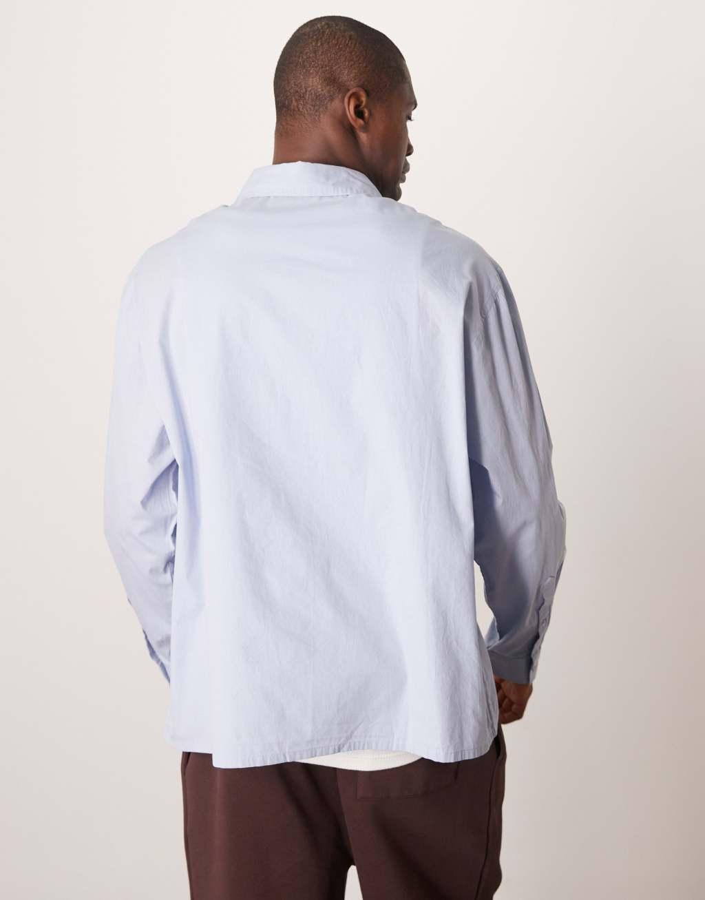 ASOS DESIGN oversized poplin shirt in blue Product Image