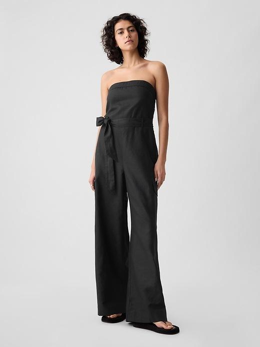 Linen-Cotton Cargo Jumpsuit Product Image