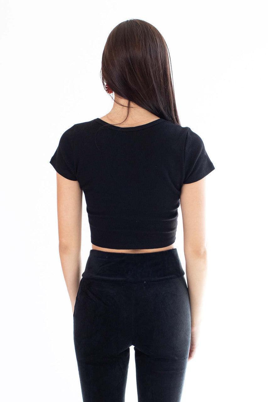 Black Thermal Notched T-Shirt Product Image